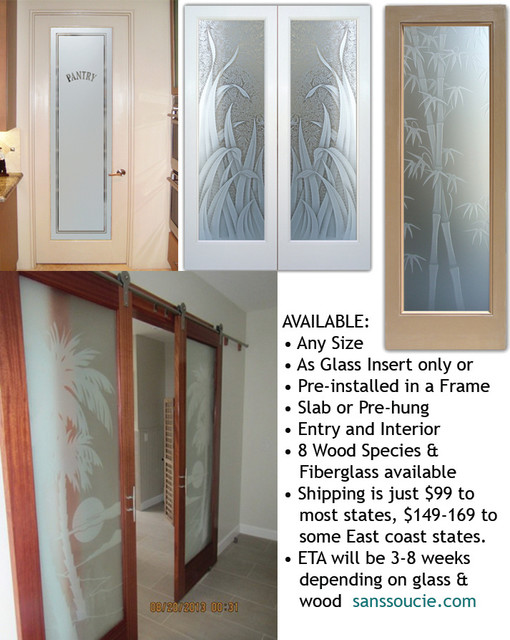 Interior Glass Doors with Obscure Frosted Glass - Interior Doors - Tropical  - Home Office - Other - by Sans Soucie Art Glass | Houzz