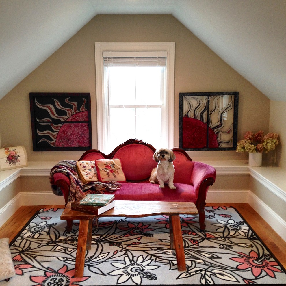 Example of an eclectic home office design in Boston