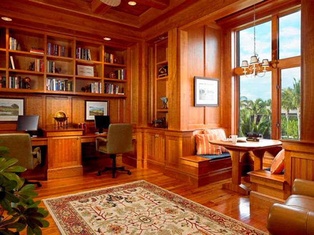 マイアミにあるトロピカルスタイルのおしゃれなホームオフィス・書斎の写真