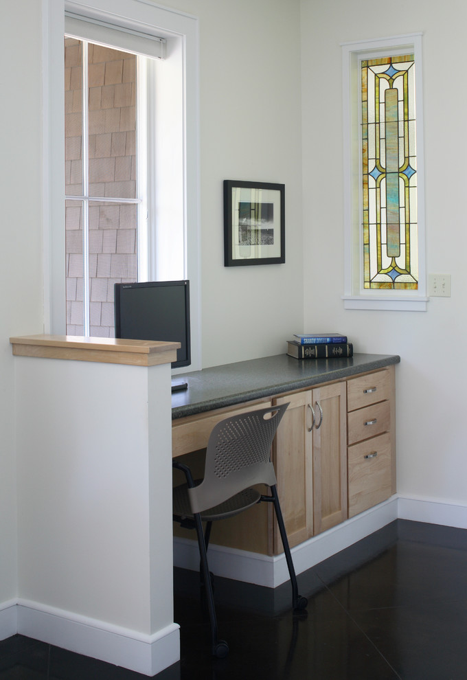 Inspiration for a traditional home office in Portland Maine.