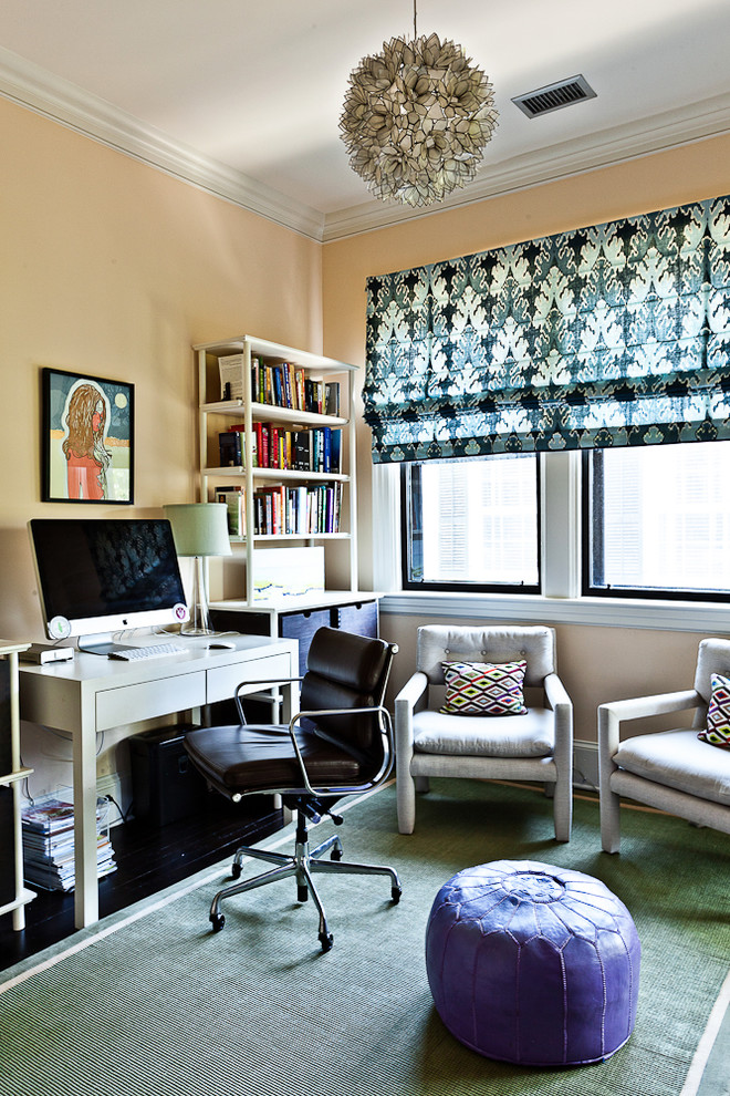 Home office - eclectic home office idea in Charleston with yellow walls