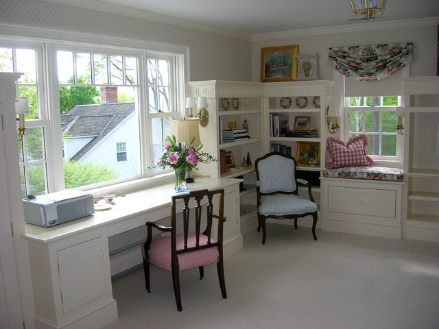 Ladies Sitting Room Traditional Home Office Library Boston by Lisa Laberge Interiors Houzz