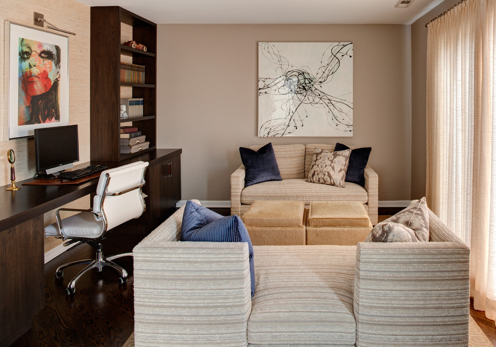Design ideas for a contemporary home office in Chicago with beige walls.