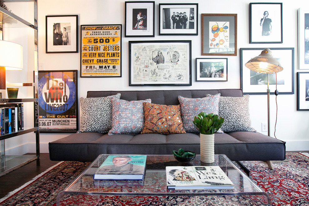Inspiration for a contemporary home office remodel in Los Angeles with white walls