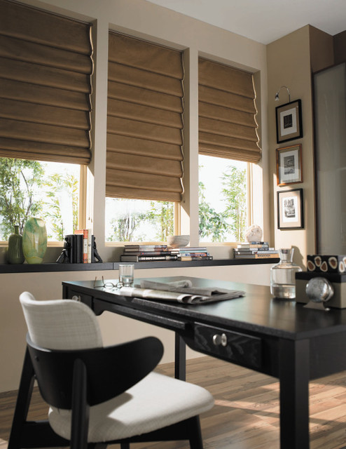 Levolor Hobbled Roman Shade Contemporary Home Office Toronto By Centurian Window Fashions Hunter Douglas Gallery Houzz Au