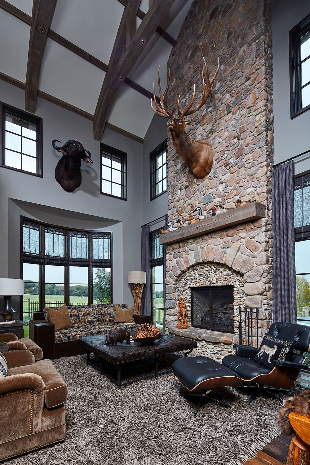 75 Beautiful Huge Home Office With A Stone Fireplace Pictures Ideas May 2021 Houzz