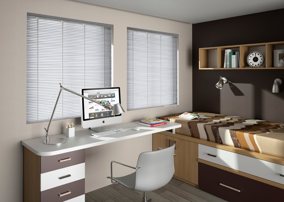 Example of a trendy home office design in San Diego