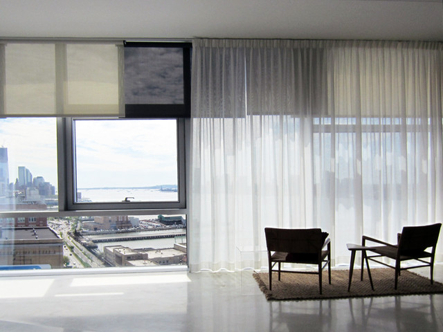 Image showcasing Luxury Penthouse sheers and shades - Contemporary - Home Office - New ...