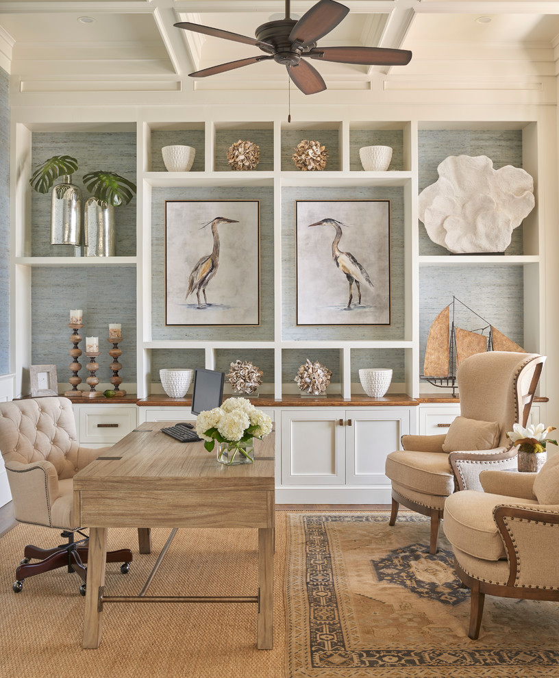 Example of a beach style home office design in Atlanta