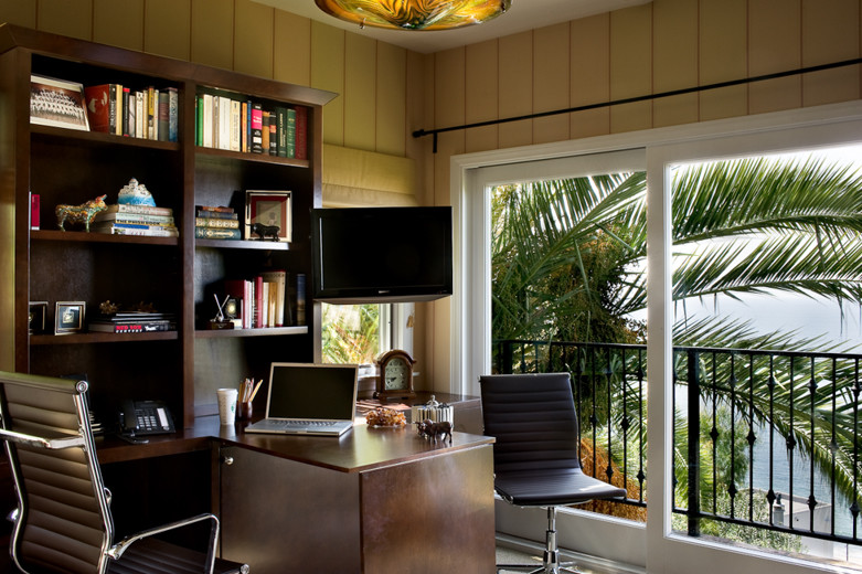 Example of a tuscan home office design in Los Angeles
