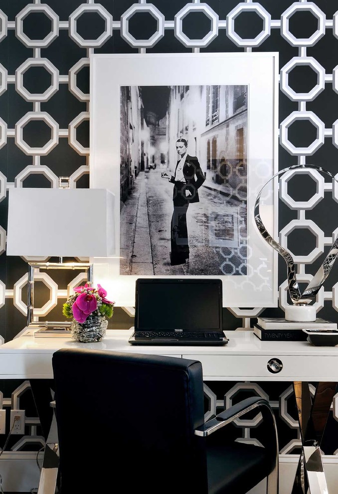Home office - contemporary home office idea in Other with multicolored walls