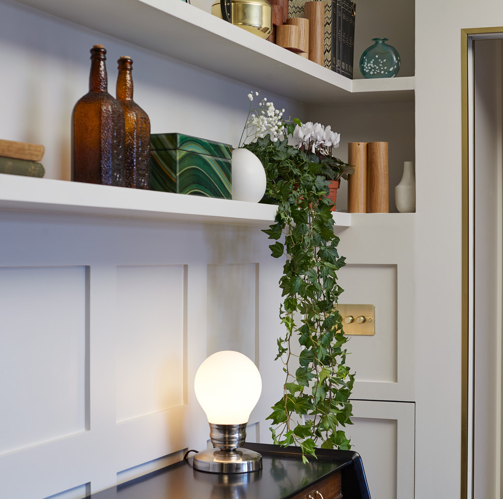 Home office - mid-century modern home office idea in London
