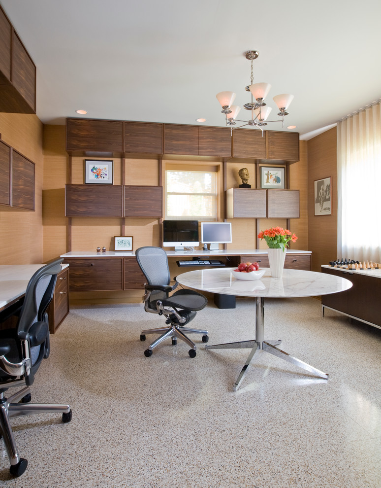 Mid-century modern home office photo in DC Metro