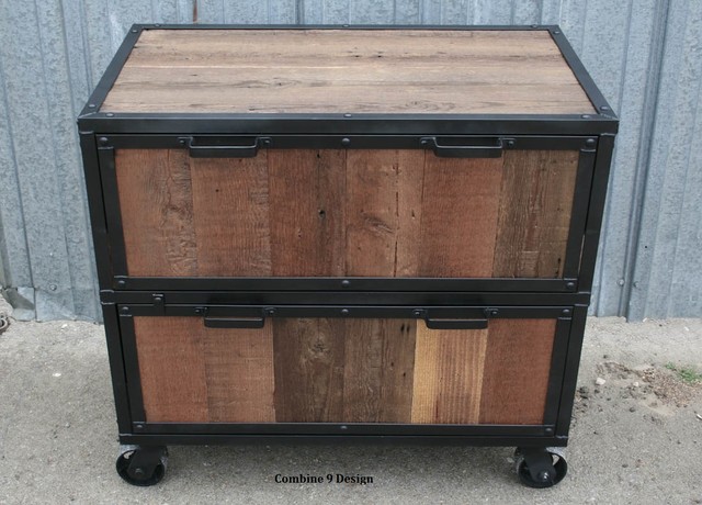 Modern Industrial File Cabinet. Reclaimed Vintage Wood. Filing Cabinet. -  Modern - Home Office - Orange County - by Combine 9 Design, LLC | Houzz AU