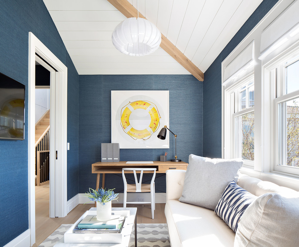 Beach style home office photo in Boston