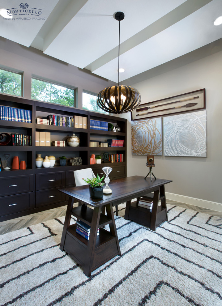 Example of a trendy home office design in Austin