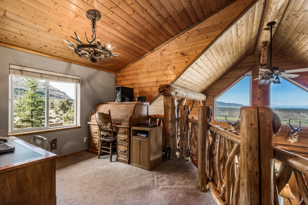 Photo of a rustic home office in Other.