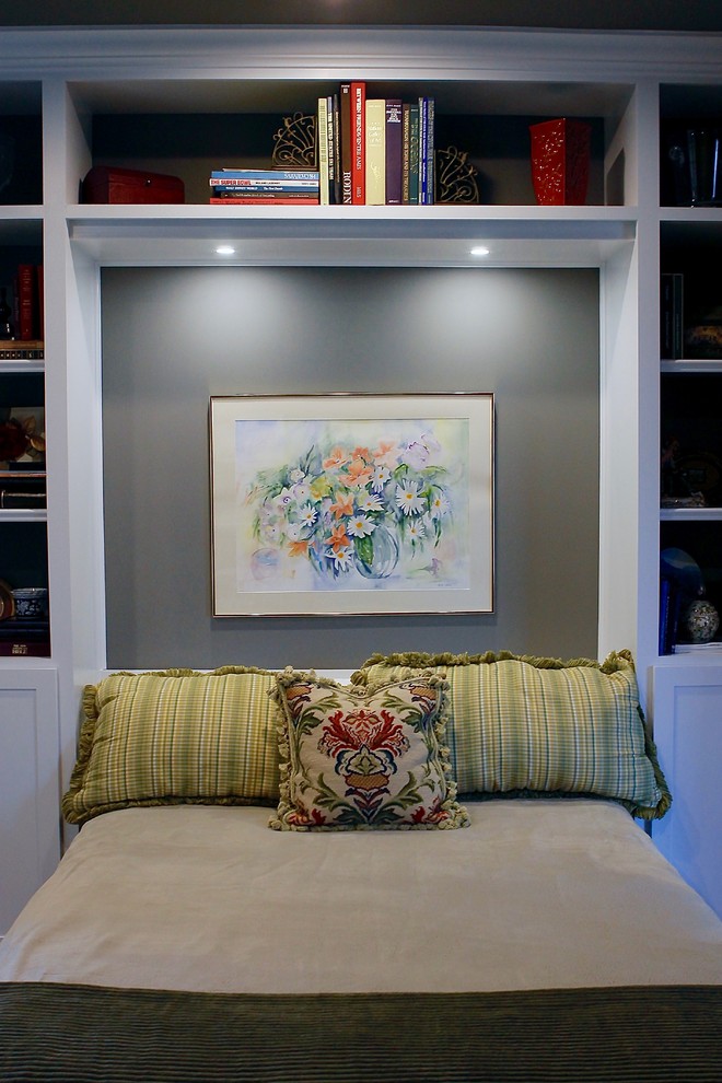 Mid-sized elegant freestanding desk light wood floor and brown floor study room photo in Philadelphia with beige walls and no fireplace
