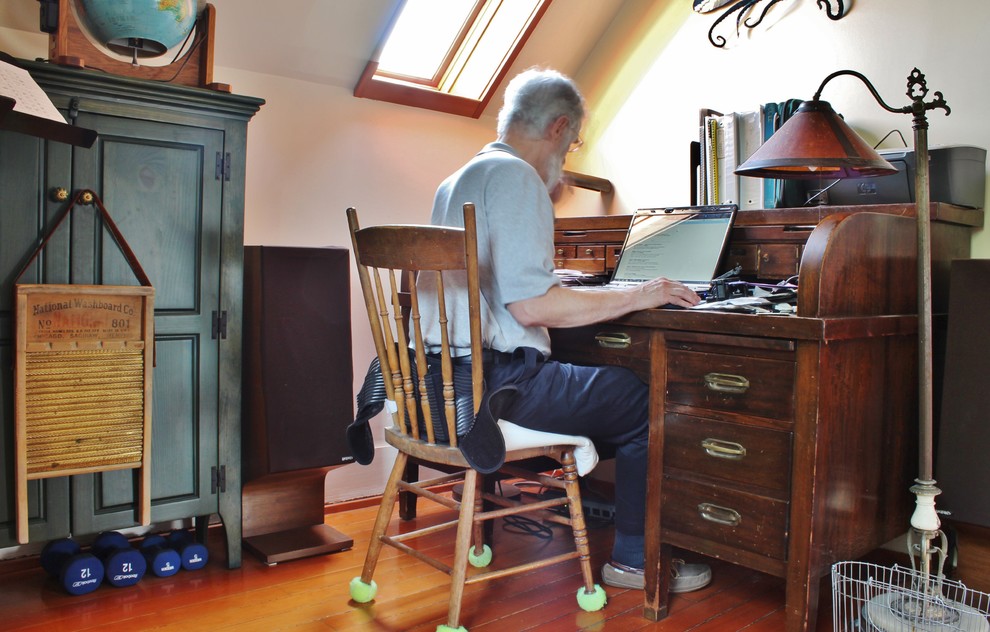 Inspiration for an eclectic home office remodel in Seattle