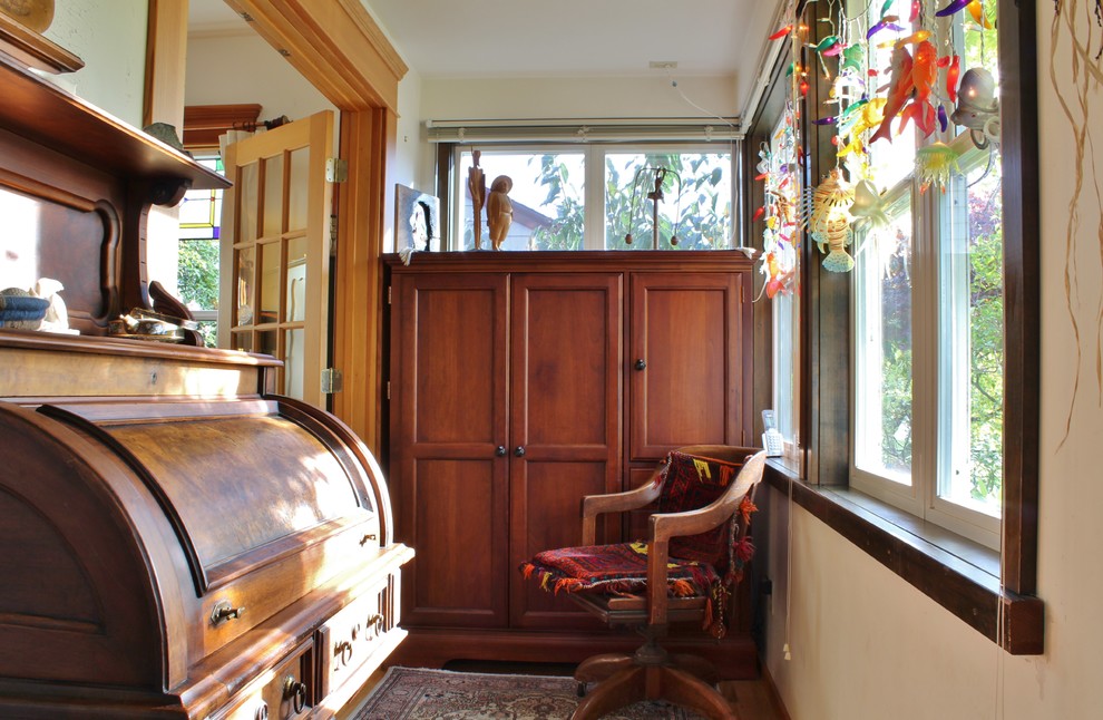 Inspiration for an eclectic home office remodel in Seattle