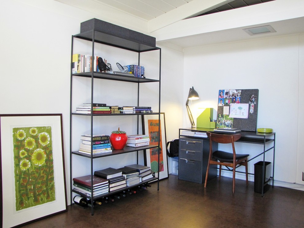 Example of a 1950s home office design in Orange County