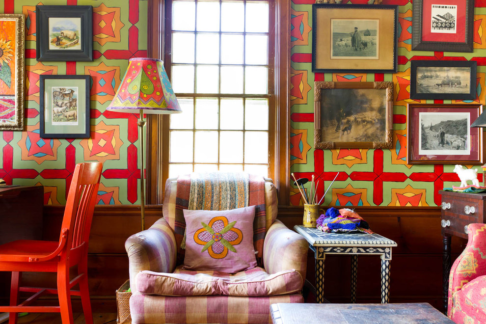 Example of a country freestanding desk home office design in New York