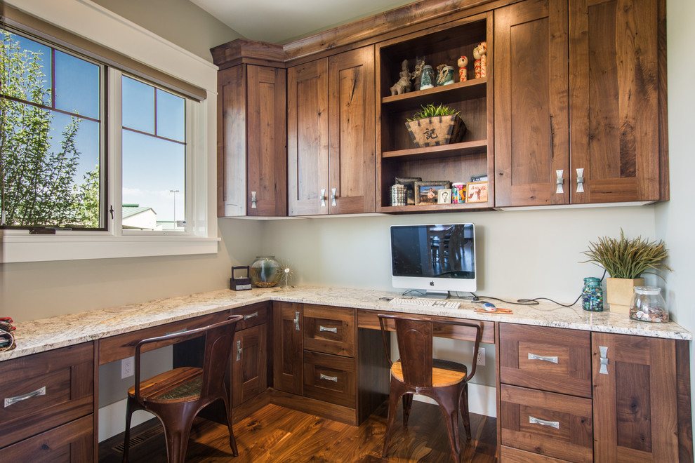 Example of an arts and crafts home office design in Salt Lake City