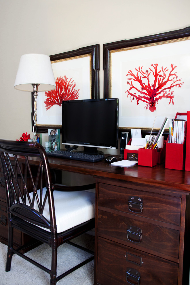 Nautical home office in Orange County.