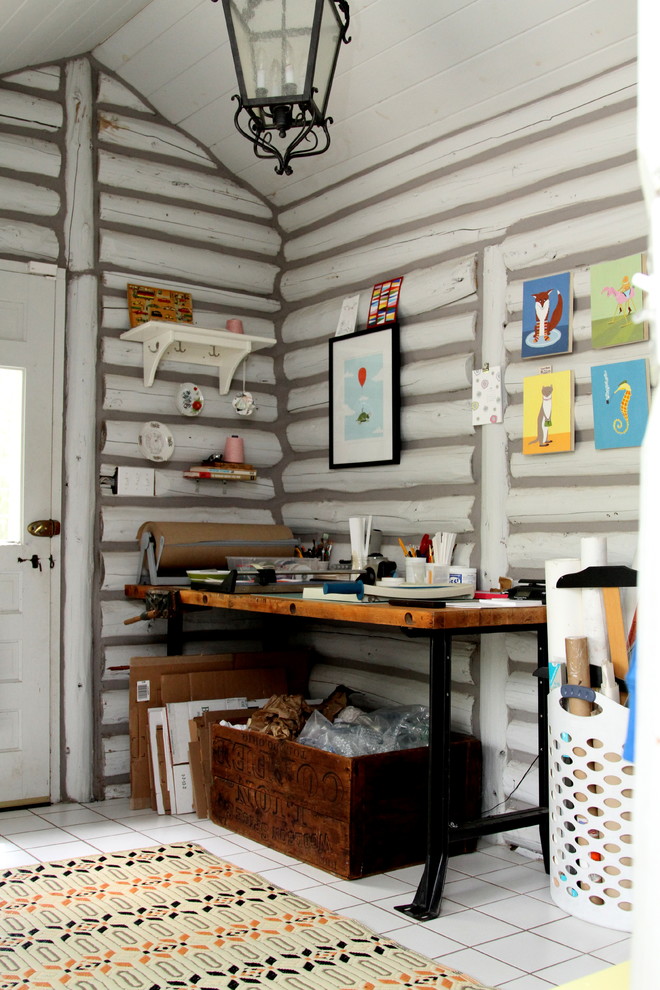 Eclectic home office in Detroit.