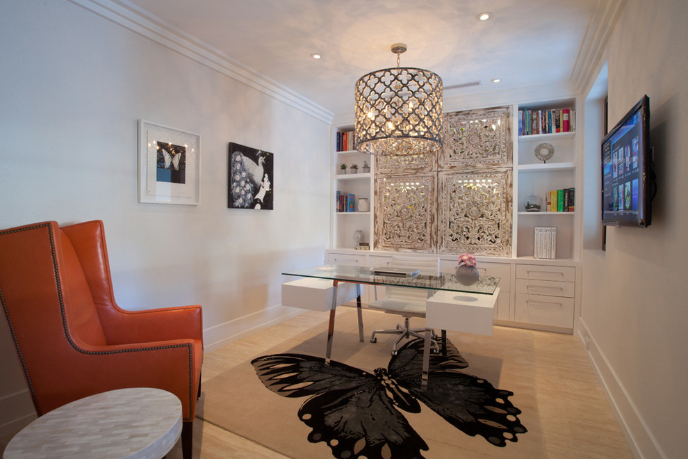 Design ideas for a contemporary home office in Miami.