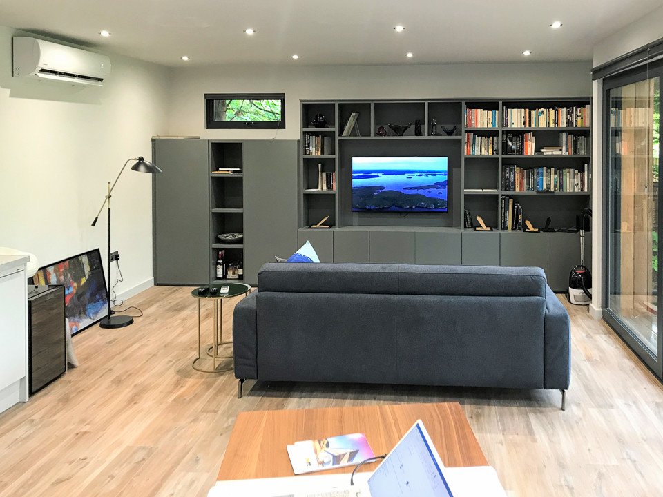 Medium sized contemporary home office in London.