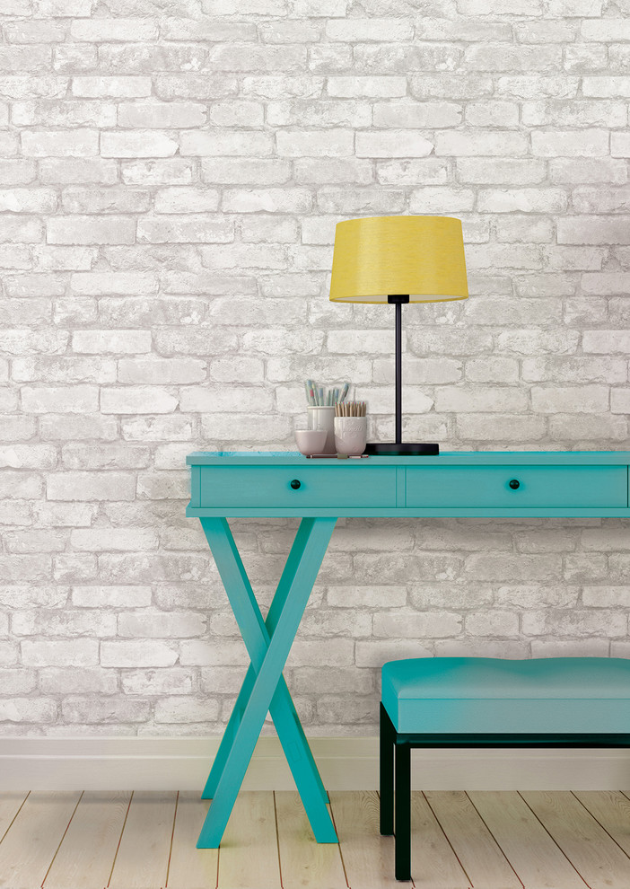Example of a trendy home office design in Boston