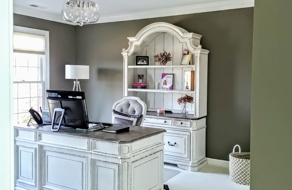 This is an example of a romantic home office in Charlotte.