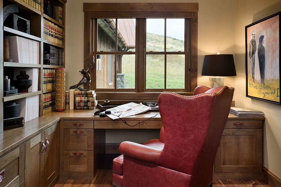Photo of a rustic home office in Other.