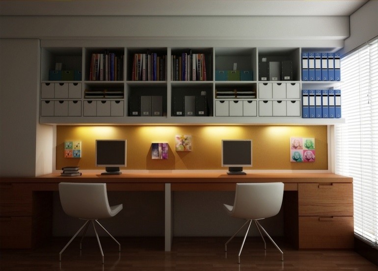 Inspiration for a modern home office in Orange County.