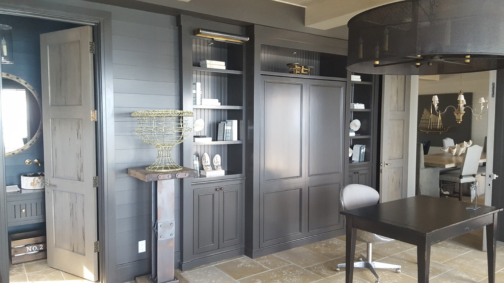Mid-sized transitional home office photo in Miami