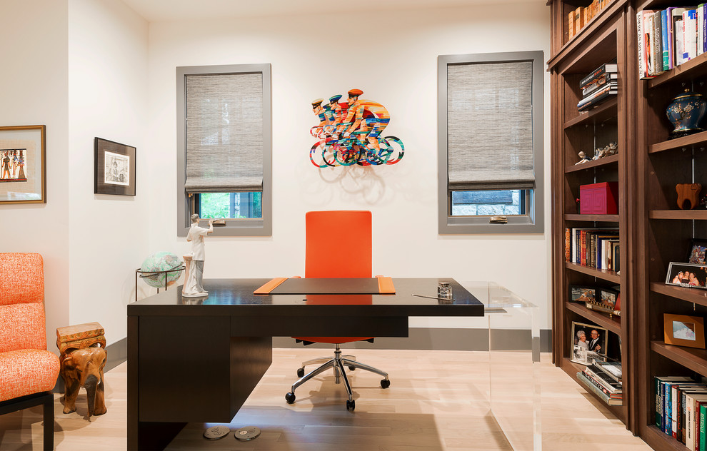 Design ideas for a contemporary home office in Denver.