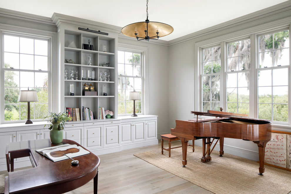 Example of a large classic home office design in Tampa