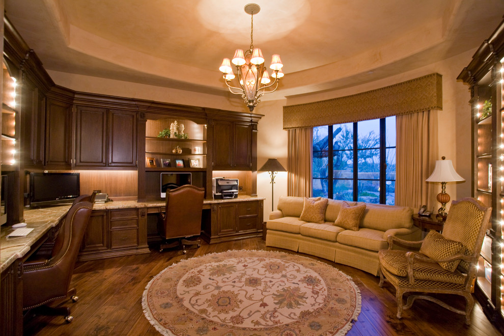 Example of a tuscan home office design in Phoenix
