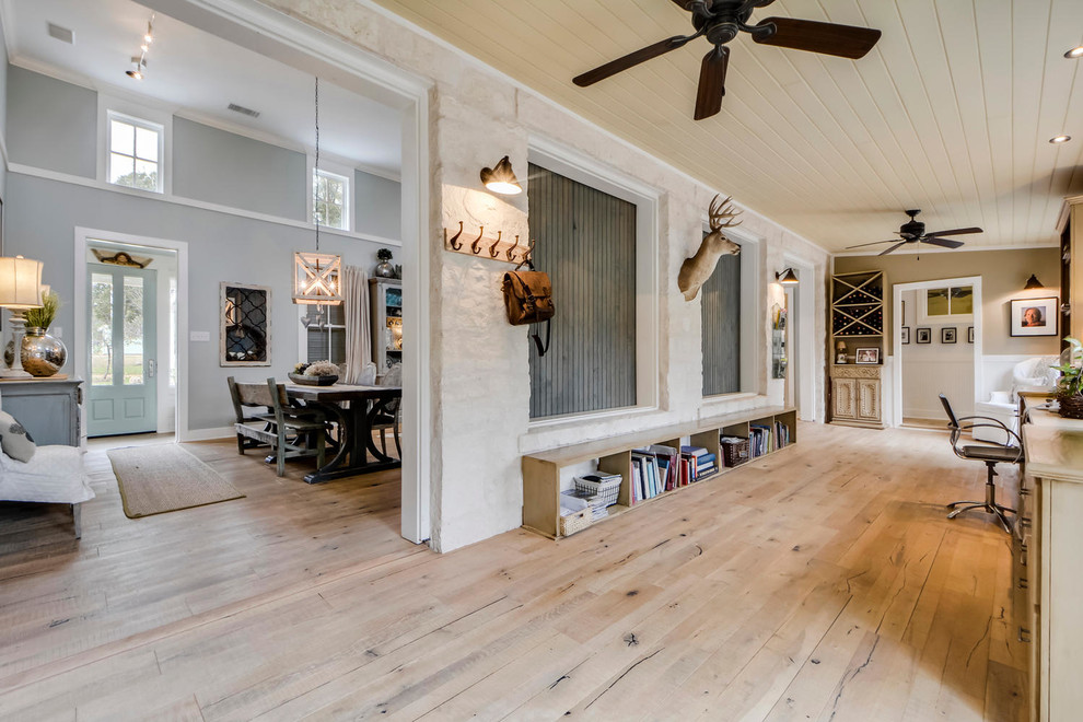 Example of a farmhouse home office design in Austin