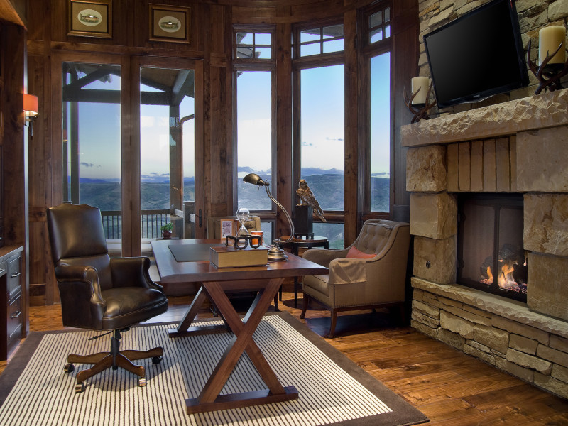 This is an example of a rustic home office in Salt Lake City.