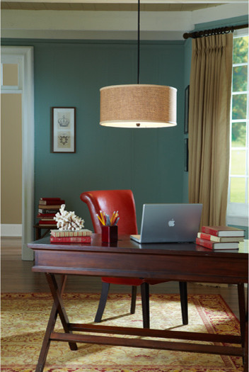 Example of an eclectic home office design in New York