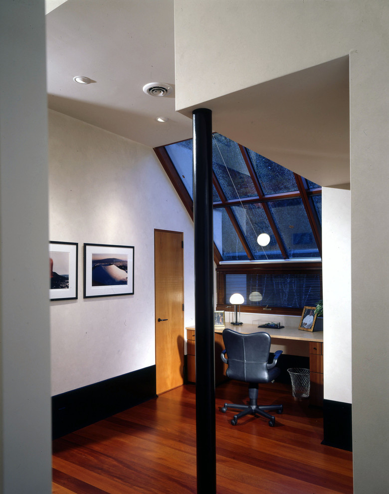 Example of a trendy home office design in Seattle
