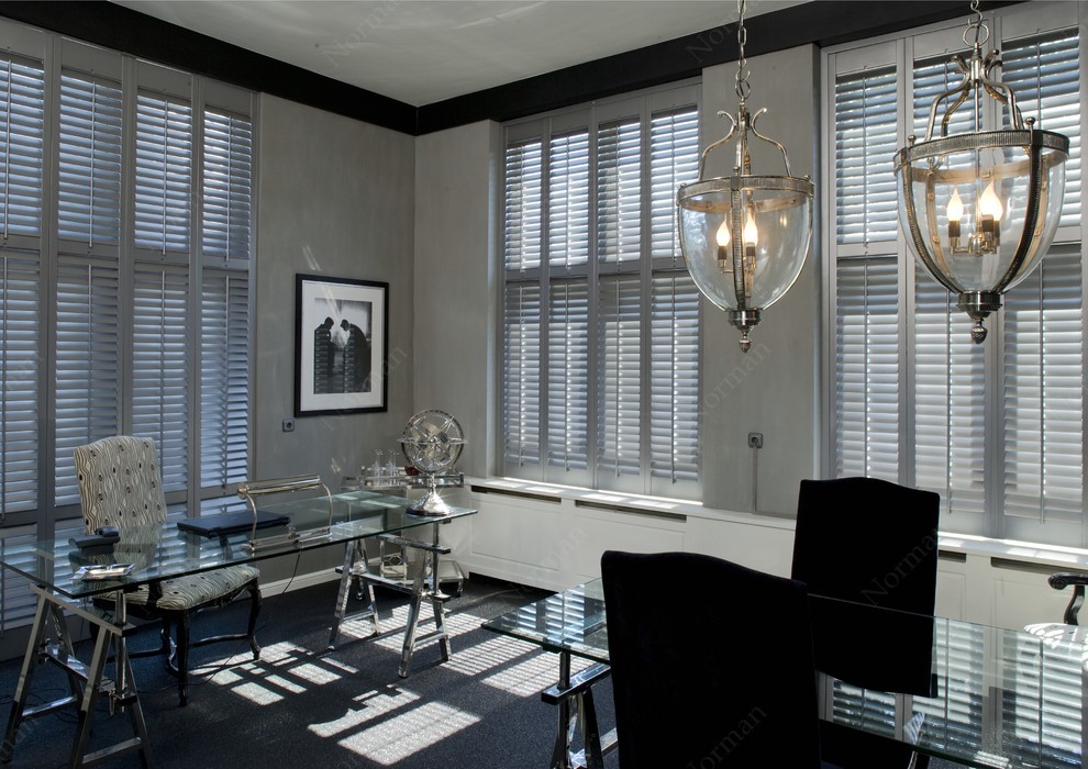 Plantation Shutters Modern Home Office Brisbane by Shutters