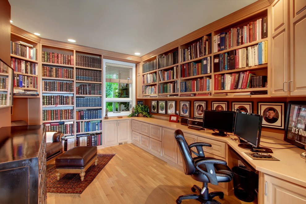 Inspiration for a timeless home office remodel in Seattle