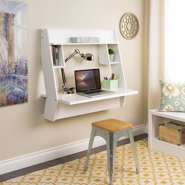 Prepac Designer Floating Desk White 193.61 Modern Home