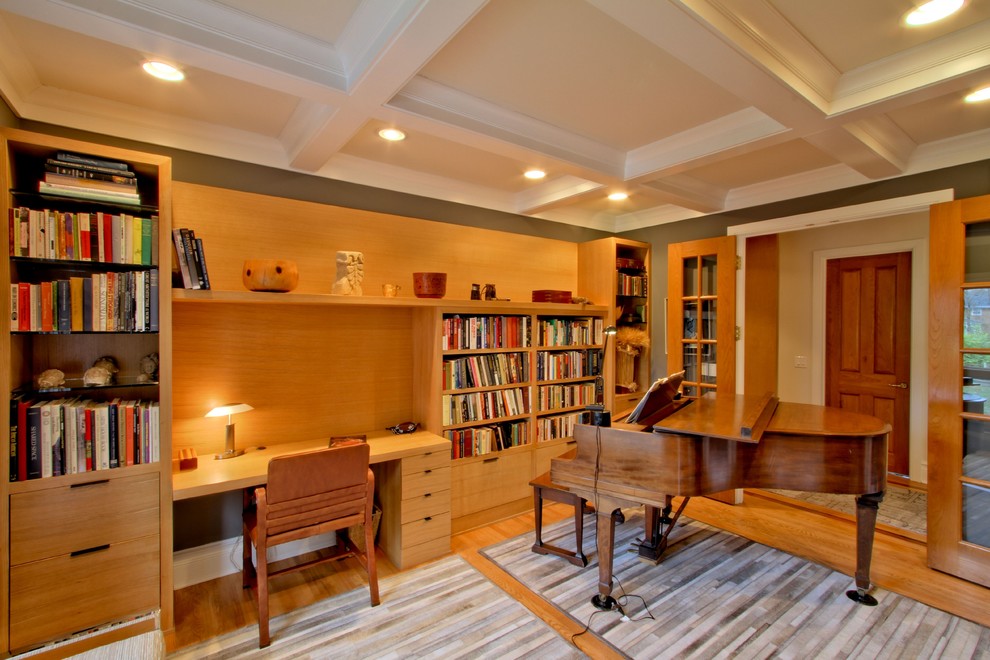 Inspiration for a transitional built-in desk home office remodel in Indianapolis