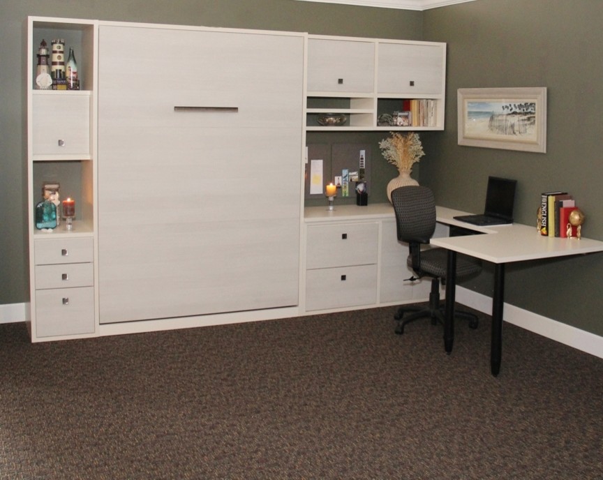 Queen panel bed and small office Traditional Home Office