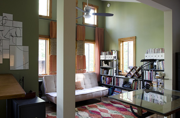 Example of an eclectic home office design in Portland Maine