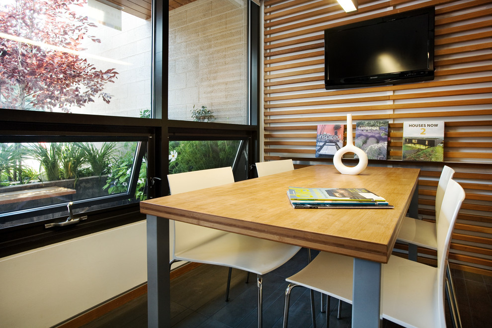 Inspiration for a modern home office in Denver with a freestanding desk.